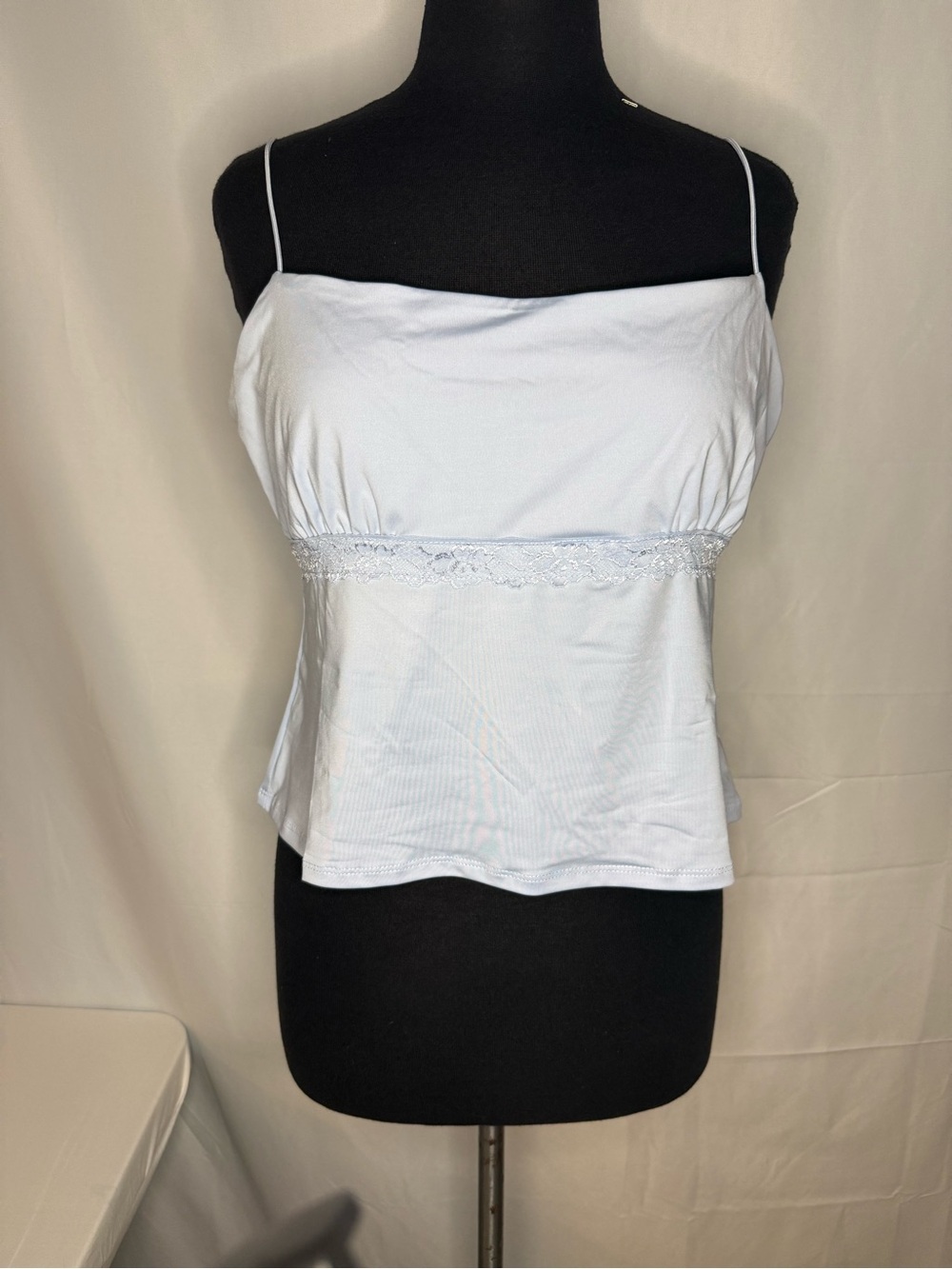 Wild Fable Light Blue Lace Trim Cami Tank NWT Size L